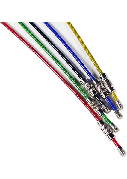 20'li Paket Renkli Naylon Kaplı Paslanmaz Çelik Tel Anahtarlıklar 2mm 6.3 Inçbagaj Etiketleri Veya Kimlik Etiketleri Asmak Için Kablo Anahtarlık Halkaları indirimleri