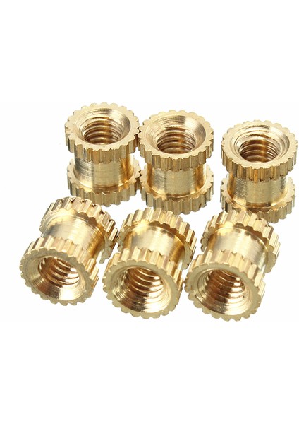 M3BN2 100 Adet M3x5x5mm Metrik Dişli Pirinç Tırtıl Yuvarlak Ekleme Somunları - Altın (Yurt Dışından)