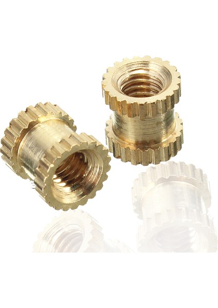 M3BN2 100 Adet M3x5x5mm Metrik Dişli Pirinç Tırtıl Yuvarlak Ekleme Somunları - Altın (Yurt Dışından)