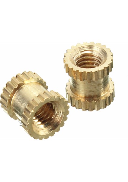 M3BN2 100 Adet M3x5x5mm Metrik Dişli Pirinç Tırtıl Yuvarlak Ekleme Somunları - Altın (Yurt Dışından)