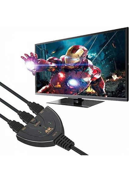 2132853 4K Hdmi Çoklayıcı Görüntü Aktarım Kablo Çoklayıcı 3 Port Hdmı Çoklayıcı Full Hd HDMI Switch