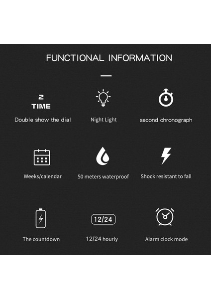 6025 Çift Zamanlı Dijital Ekran Suya Dayanıklı Kuvars Saat (Yurt Dışından)