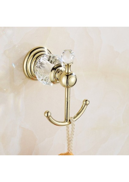 Altın Cilalı Banyo Aksesuarları Setleri Pirinç Ve Kristal Havlu Bar Duvara Monte Kağıt Tutucu Banyo Donanım Seti | Banyo Donanım Setleri (Yurt Dışından)