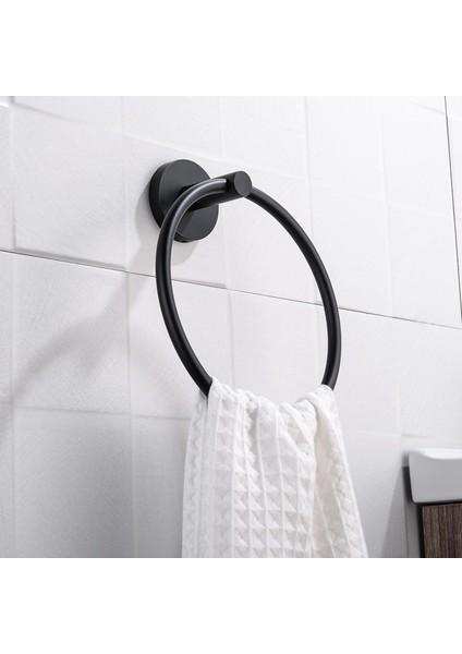 Mat Siyah Paslanmaz Çelik Yuvarlak Duvara Monte El Havlusu Bar Yüzük Tuvalet Kağıdı Tutucu Robe Havlu Kanca Banyo Aksesuarları Kiti | Banyo Donanım Setleri (Yurt Dışından)