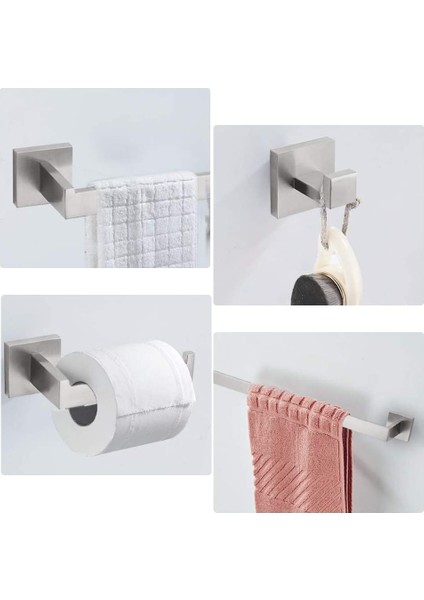 Fırçalanmış Banyo Aksesuarları Setleri Duvara Monte Havlu Bar Ceket Robe Kanca Tuvalet Kağıdı Rulo Tutucu Paslanmaz Çelik Donanım | Banyo Donanım Setleri (Yurt Dışından)