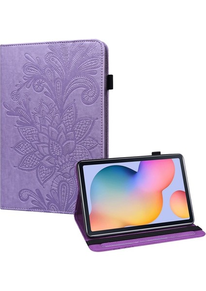 Samsung Galaxy Tab S6 Lite Için Çiçek Desen Baskılı Deri Tablet Kılıfı (Yurt Dışından)