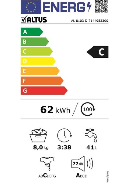 AL 8103 D 1000 Devir 8 Kg Çamaşır Makinesi