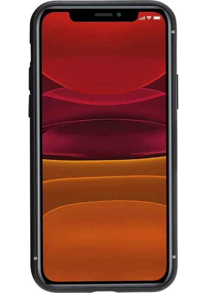 Apple iPhone 11 Pro Uyumlu Deri Kartlıklı Arka Kapak Rst1 Siyah
