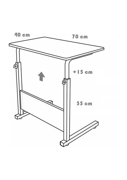 Kitaplıklı ve Yükseklik Ayarlı Laptop Sehpası ve Çalışma Masası - Ceviz (Tekerli)