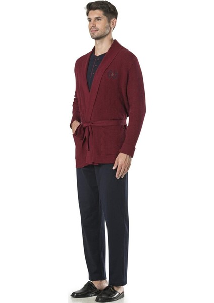 5595 5'li Röpteşambır Pijama Seti - Bordo