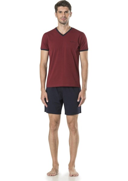 5595 5'li Röpteşambır Pijama Seti - Bordo modelleri