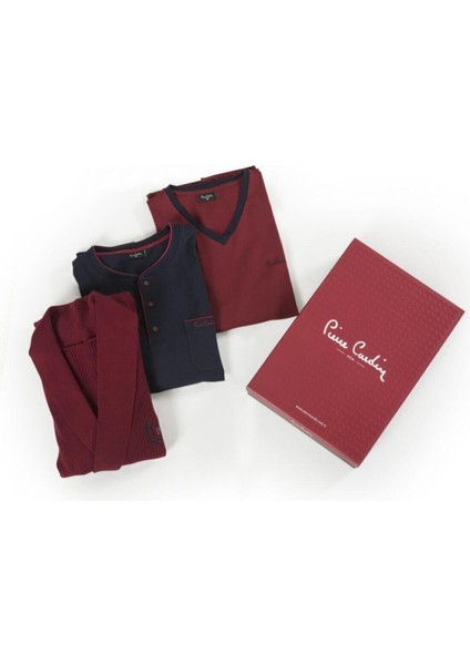 5595 5'li Röpteşambır Pijama Seti - Bordo indirimleri
