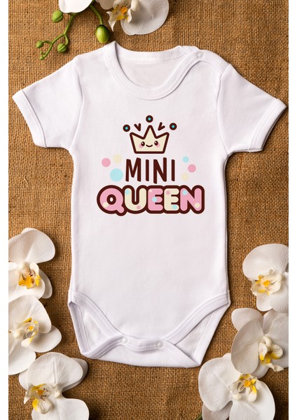 Özel Tasarım Mini Queen Bebek Body Beyaz Badi Zıbın 5150