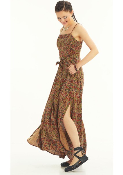 Askılı Belden Bağlamalı Desenli Elbise fırsatları