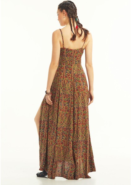 Askılı Belden Bağlamalı Desenli Elbise indirimleri