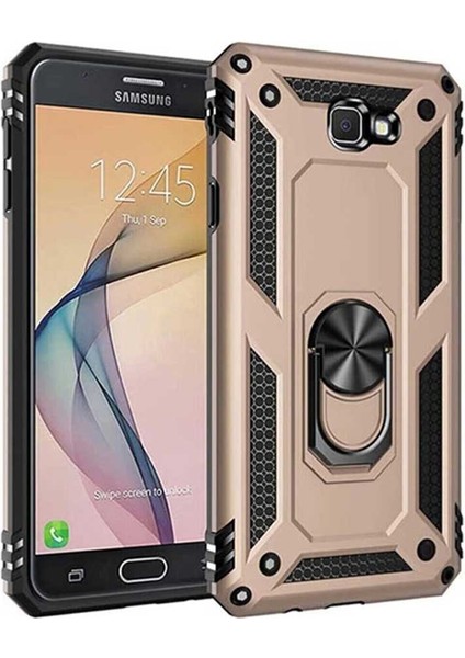 Galaxy J7 Prime 2 Kılıf Vega Tank Zırh Yüzüklü Mıknatıslı Standlı Kapak Kılıf