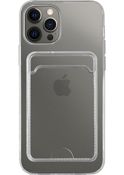 Iphone 13 Pro Max Uyumlu Darbe Önleyici Lüx Kartlıklı Şeffaf Telefon Kılıfı