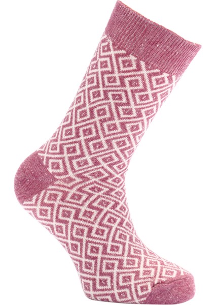 Karo Desenli Pembe Kadın Çorabı