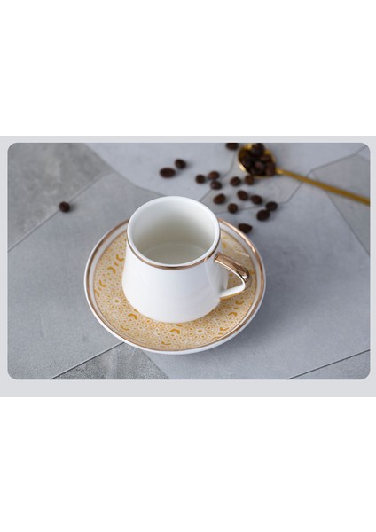 Beyaz Seramik Kupası Ve Tabağı Set Modern Tasarım Kahve Fincanı Öğleden Sonra Çay Türk Kahve Fincanı Set Seyahat Kahve Kupası | Kupalar (Yurt Dışından)