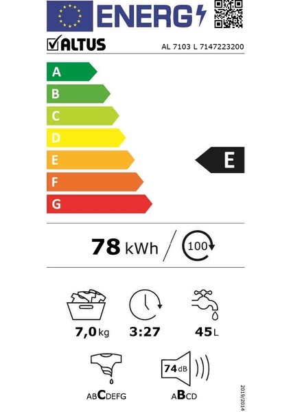 AL 7103 L 7 kg 1000 Devir Çamaşır Makinesi