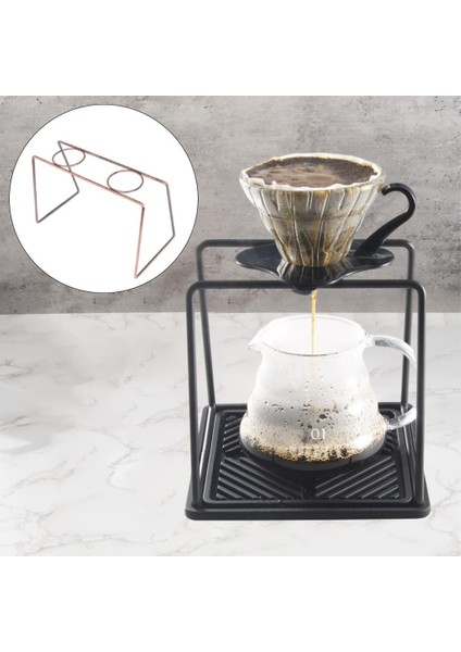 SunniMix Geometrik Kahve Damalayıcı Standı El Brewed Filtre Bardak Tutucu Ev Aracı Için Iki Delik Bronz