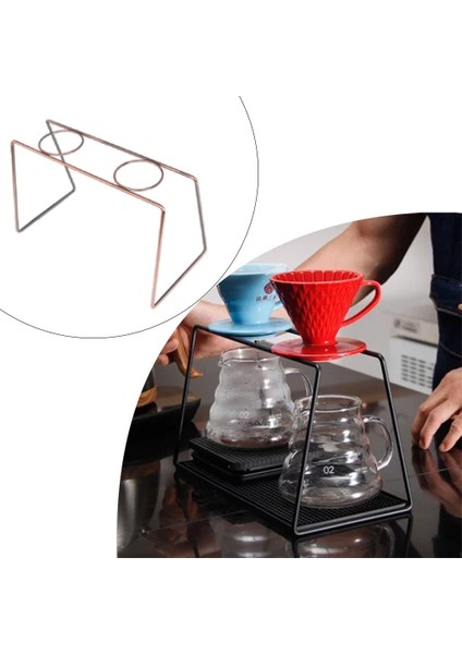 SunniMix Geometrik Kahve Damalayıcı Standı El Brewed Filtre Bardak Tutucu Ev Aracı Için Iki Delik Bronz
