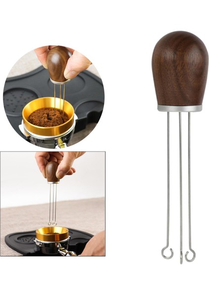 SunniMix Espresso Kurcalaması Daha Geniş Bir Karıştırın Alan Level Iğne Tipi Toz Dağıtıcı Aracı Gümüş Ceviz