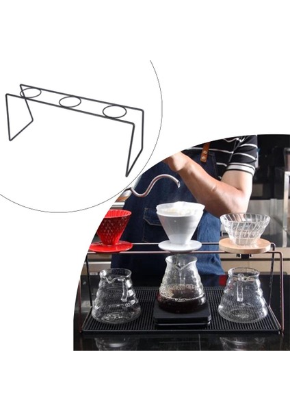 SunniMix Geometrik Kahve Damlatıcı Standı El Brewed Filtre Bardak Tutucu Ev Aracı Için Üç Delik Siyah
