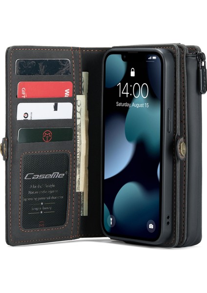CASEMA-018 iPhone 13 Için Ayrılabilir Deri Kılıf Siyah