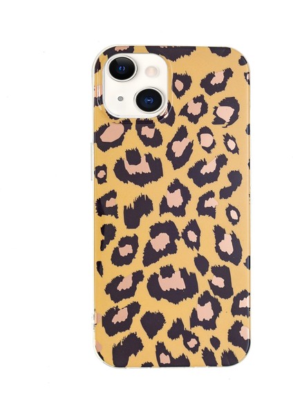 Iphone 13 Için Galvanik Tpu Kılıfı Leopar Baskı