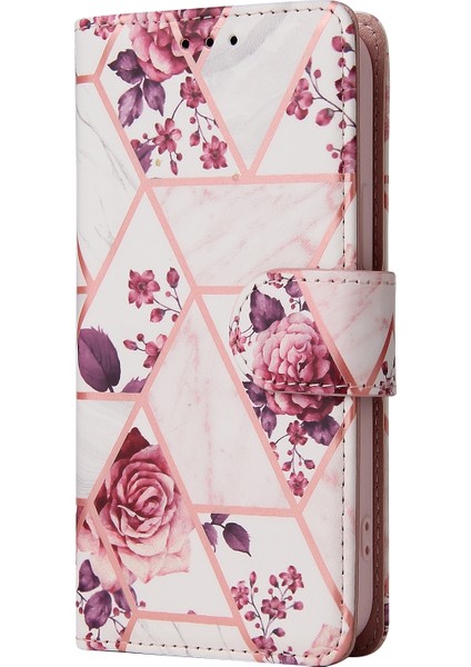 Iphone 13 Için Mermer Bronzing Pu Kılıf Altın