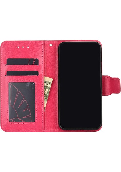 Iphone 13 Için Kristal Doku Deri Kılıf Kırmızı fırsatları