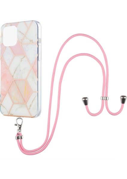 Iphone 13 Için Ekli Mermer Desen Tpu Kılıfı Pembe