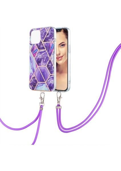 Iphone 13 Için Ekli Mermer Desen Tpu Kılıfı Koyu Mor modelleri
