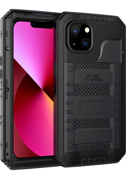 Metal + Silikon Telefon Kılıfı Için iPhone 13 Siyah