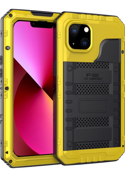 Metal + Silikon Telefon Kılıfı Için iPhone 13 Sarı