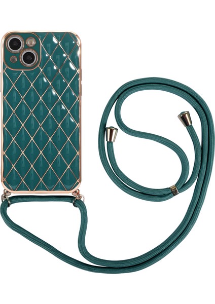Lambskin Telefon Kılıfı Için iphone 13 Koyu Yeşil