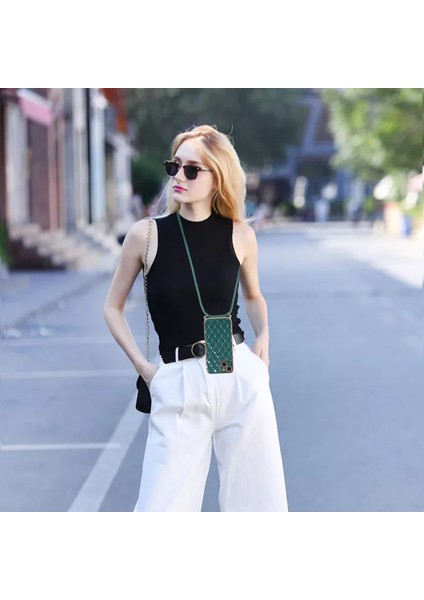 Lambskin Telefon Kılıfı Için iphone 13 Koyu Yeşil fiyatları