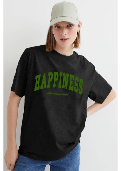 Kadın Siyah Baskılı Oversize T-Shirt MG1230