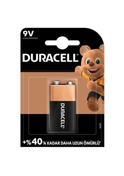 9V 9 Volt Alkaline Duracell K1 Alkalin Pil 9V