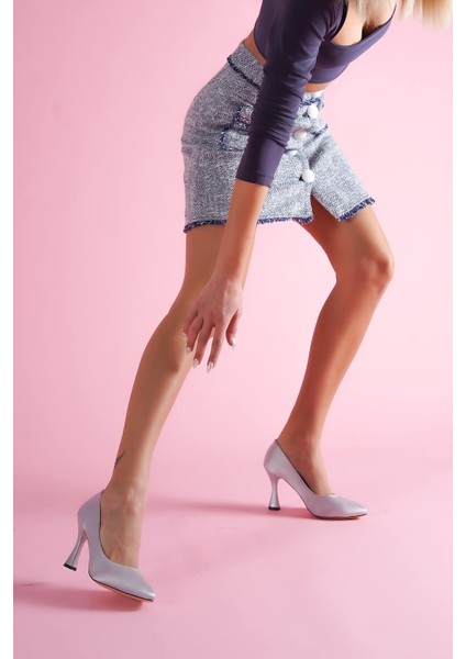 Vest Gri Saten Günlük Kullanım Stiletto
