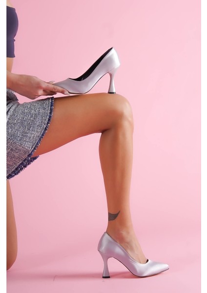 Vest Gri Saten Günlük Kullanım Stiletto modelleri