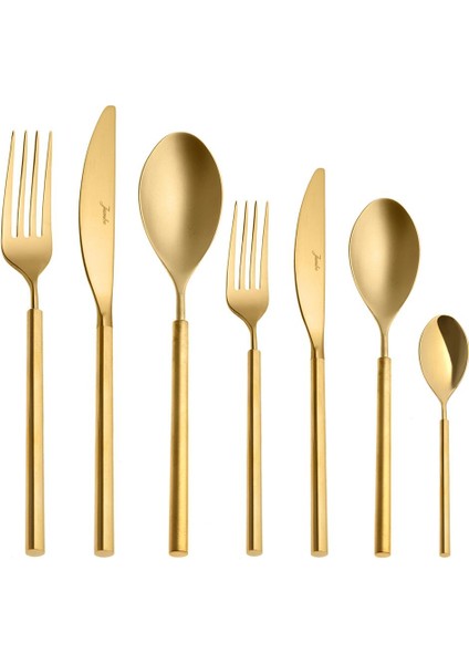 6000 Roller Titanyum Mat Gold 12 Kişilik 84 Parça Çatal Kaşık Bıçak Takımı