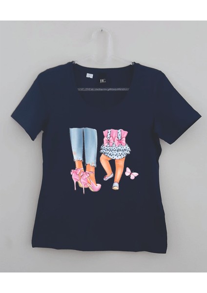 Lacivert Anne-Kız Görselli Tshirt
