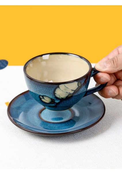 Kahve Fincanı Tabağı Set Seramik Kahve Fincanı Japon Çay Bardağı Seti Evin Ikrandalı Çay Basit Kupası Ve Daire Kombinasyonu | Kahve Kupası Ve Tabak Setleri (Yurt Dışından)