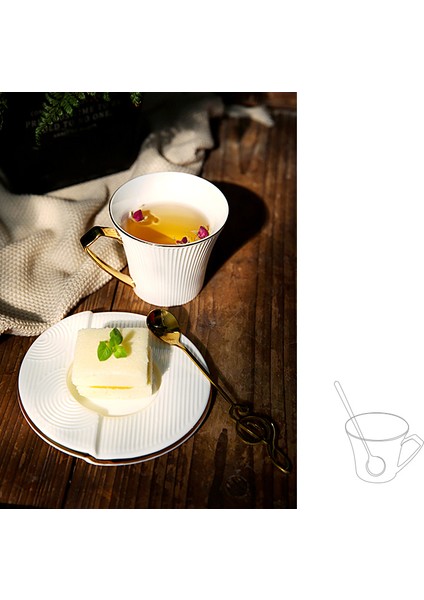 Altın Kolu Seramik Kahve Fincanı Tabağı Müzikal Not Kaşık Çay Kupası Porselen Çay Seti Gelişmiş Teacup Cafe Espresso Kupası | Kahve Kupası Ve Tabak Setleri (Yurt Dışından) modelleri