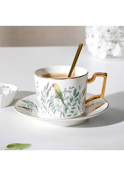 Seramik Kahve Fincanı Ve Tabağı Avrupa Çay Seti Muhteşem Altın Rim Öğleden Sonra Çiçek Çay Ev Teaware Porselen | Kahve Kupası Ve Tabak Setleri (Yurt Dışından)