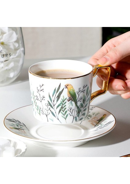 Seramik Kahve Fincanı Ve Tabağı Avrupa Çay Seti Muhteşem Altın Rim Öğleden Sonra Çiçek Çay Ev Teaware Porselen | Kahve Kupası Ve Tabak Setleri (Yurt Dışından)