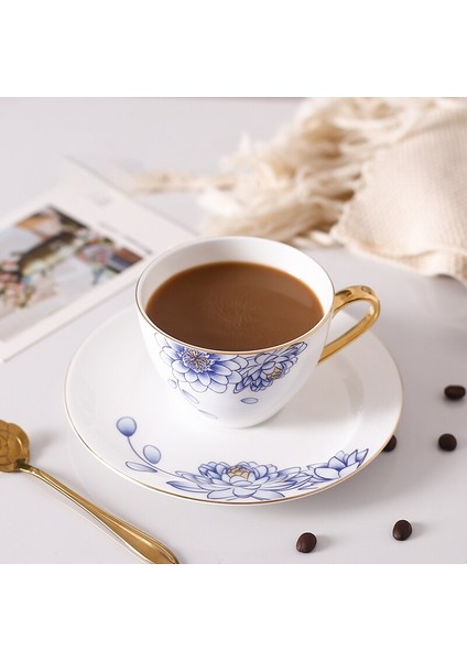 Vintage Mavi Ve Beyaz Seramik Latte Kahve Fincanı Tasarım Çay Bardağı Ve Daire Setleri Kupa Çay Bardağı Daireler | Kupa Ve Tabaklar (Yurt Dışından)