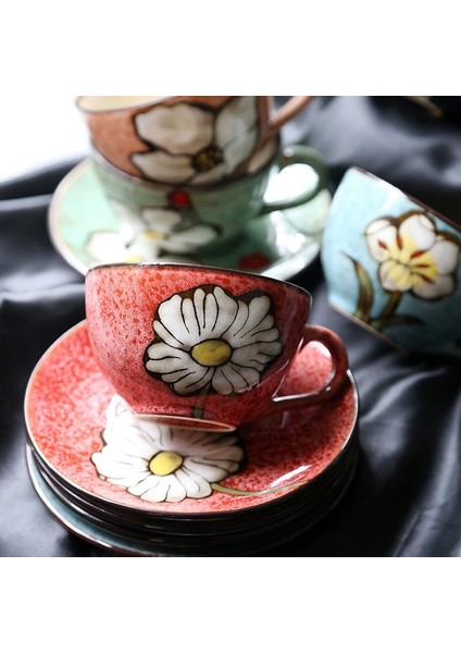 Yaratıcı Japon Tarzı Kahve Fincanı Ve Tabağı Ev Çay Bardağı Seti Öğleden Sonra Çay Bardağı Suyu Kupası Seramik Kupa Moda Çayım | Kahve Kupası Ve Tabak Setleri (Yurt Dışından)